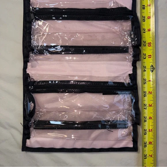 Mary Kay Love Script Roll up Travel Makeup Pouch in Black and White - Picture 3 of 8